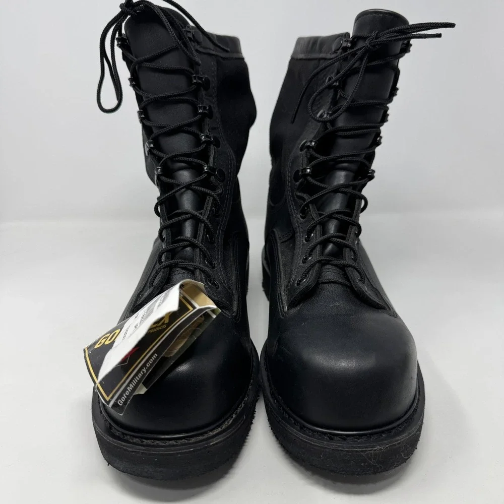 Vintage 2012 Bates Army Navy Black Leather Safety Boots E21508A Men's Size 9.5 R